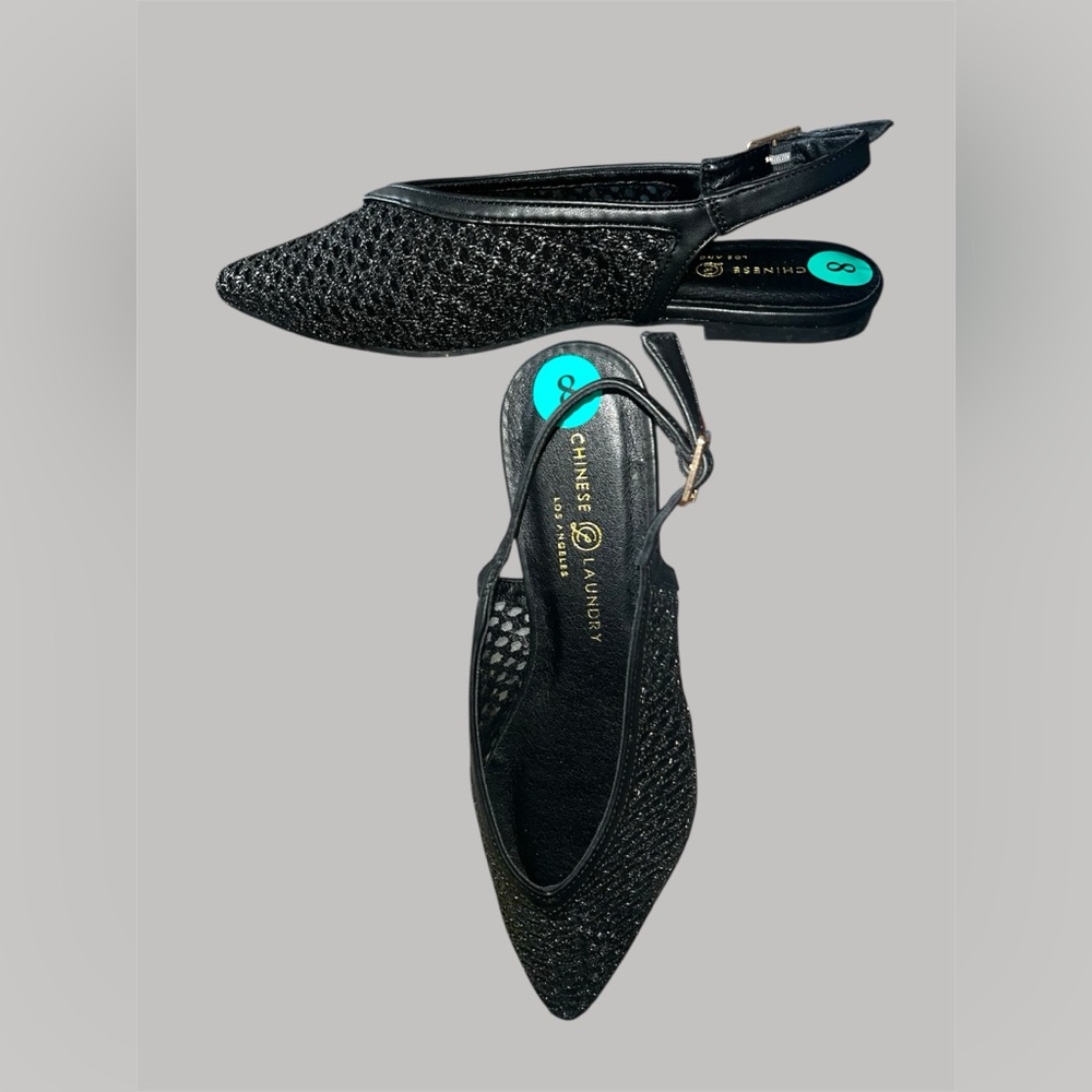 *new* Chinese Laundry Black Mesh Slingback Flats - Picture 9 of 10